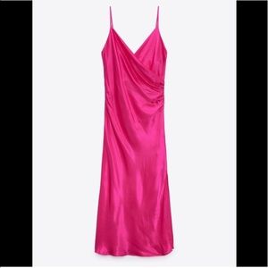 NWT | Zara Satin Effect Slip MIDI Dress | Size S